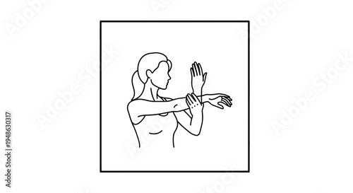 Woman stretching arm across body, shoulder stretch, fitness and exercise