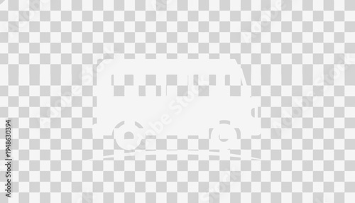 White Bus Icon Silhouette on Transparent Background