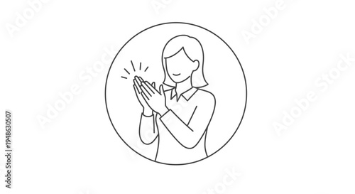 Woman clapping hands in appreciation, illustration, applause, celebration, positive emotion