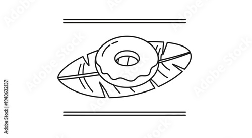 Sweet Donut on Banana Leaf: Tropical Treat Illustration