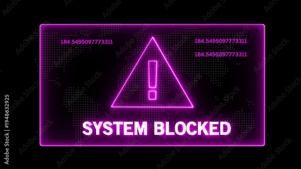neon line system blocked security breach computer hacking warning ...