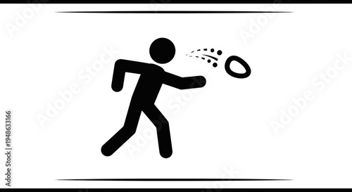 Stick figure throwing a frisbee, dynamic action shot, outdoor activity, summer fun