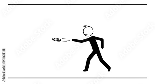 Stick figure throwing frisbee, active lifestyle, outdoor fun, motion blur