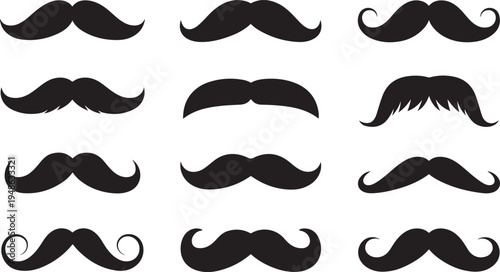 Black mustache styles on white background mustaches facial hair
