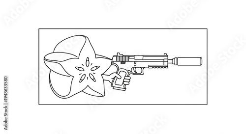 Star Fruit Gun Silhouette: Creative Concept of Fruit Weaponry and Abstract Art