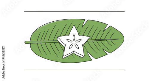 Star Fruit Slice on Green Banana Leaf, Tropical Fruit, Exotic Food, Healthy Eating, Freshness