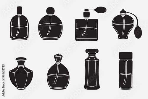 set of perfume good for icon, symbol, element design, silhouette design, etc
