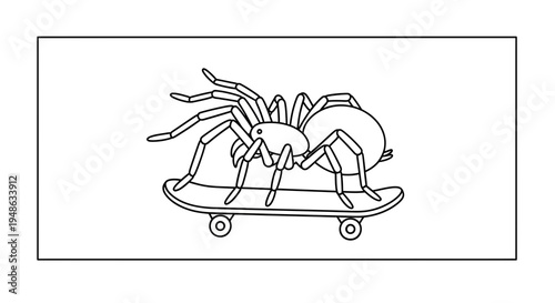 Spider Skateboarder Outline Drawing