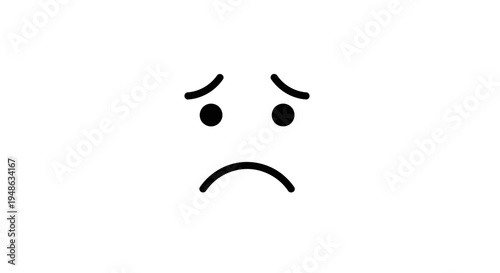 Sad Face Emoji Icon - Simple Line Art Drawing of a Frowning Face