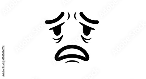 Sad Face Emoji Cartoon Drawing, Unhappy Expression, Disappointment, Negative Emotion