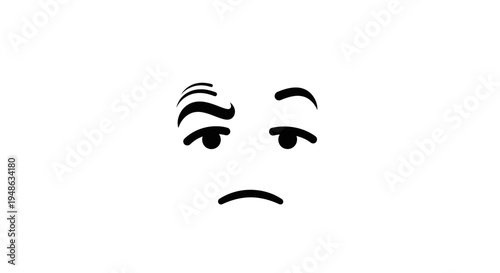Sad Face Emoji, Unhappy Emotion, Disappointment, Boredom, Negative Feeling, Simple Line Art