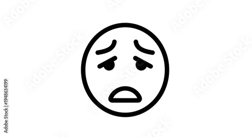Sad Face Icon, Disappointment, Negative Emotion, Unhappy Emoji, Simple Line Art