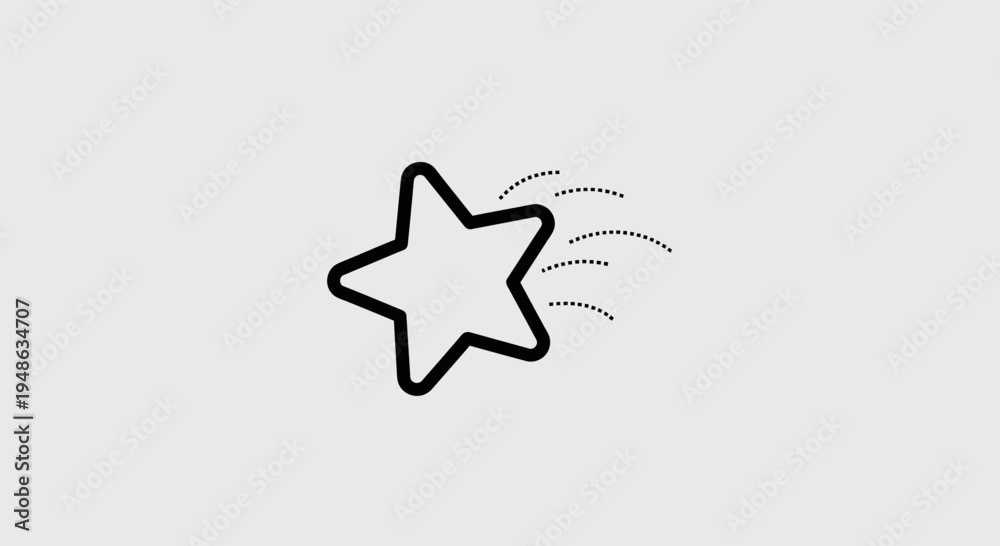 Obraz premium Shooting Star Icon with Motion Trails, Simple Line Art