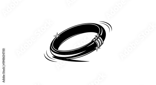 Shiny Black Ring with Swirls and Sparkles - Elegant Jewelry Icon