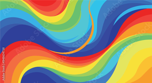 Colorful, abstract artwork composed of flowing, layered waves