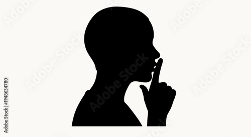Silhouette of a person making a shushing gesture, quiet, silence, secret, hush, whisper