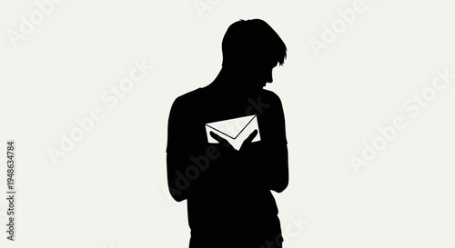 Silhouette of a person holding an envelope, conveying mystery and communication