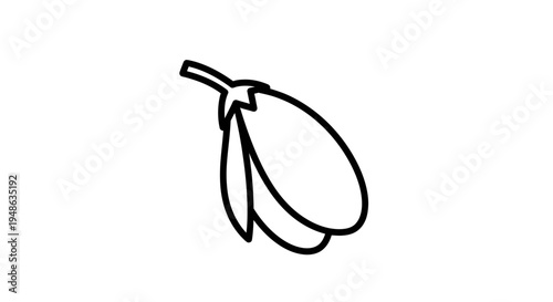 Simple Line Art Icon of an Eggplant or Aubergine Vegetable