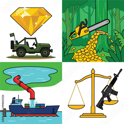 Natural Resource Plunder and Illegal Exploitation Concept Set