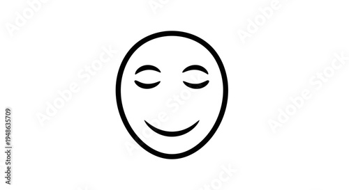 Smiling Face with Closed Eyes Icon - Happiness, Contentment, Peace Symbol