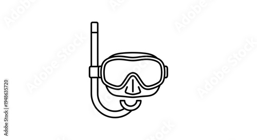 Snorkel Mask and Tube Icon, Diving Gear, Underwater Exploration, Vector Art