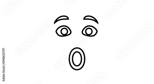 Surprised Face Outline Drawing, Shocked Expression, Wide Eyes, Open Mouth