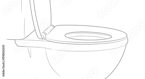 Toilet Bowl Sketch, Bathroom Fixture Line Art, Cleanliness Concept