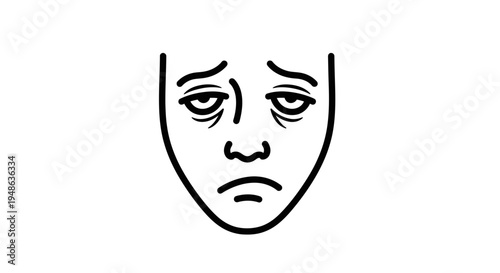 Tired Face Icon, Exhausted Eyes, Sleepy Expression, Burnout Symbol