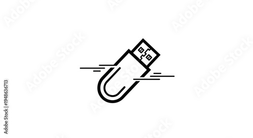 USB Flash Drive Icon, Data Storage, Digital Technology, Vector Graphic