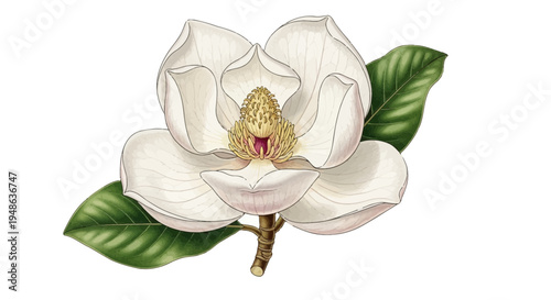 Vintage Magnolia Flower Illustration