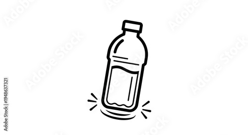 Water bottle icon, simple line art, isolated on white background, graphic resource