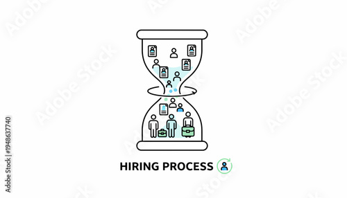 Hourglass Hiring Process Concept: Talent Search and Recruitment Time Management
