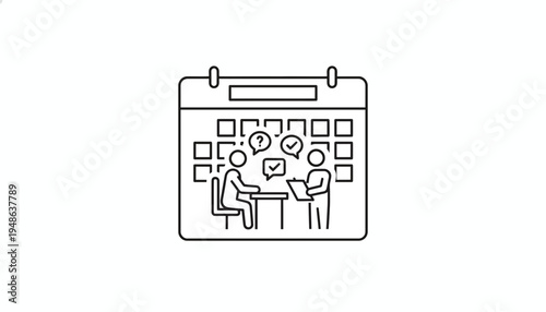 Interview Calendar Meeting Schedule with Question Marks and Checkmarks