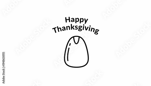 Happy Thanksgiving Hand Drawn Turkey Icon with Text