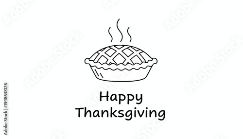 Happy Thanksgiving Hand-Drawn Pie Illustration with Steam