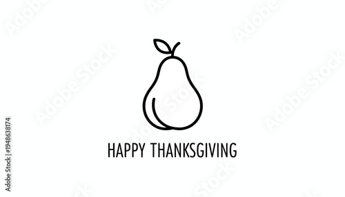 Happy Thanksgiving Minimalist Pear Icon and Text