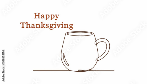 Happy Thanksgiving Mug Line Art with Text