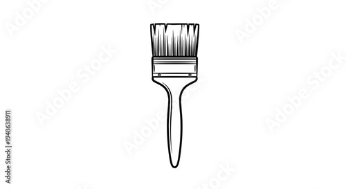 Hand-drawn sketch of a paintbrush with bristles and handle, isolated on white background