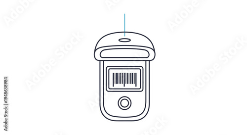 Handheld Barcode Scanner Icon Line Art - Technology and Retail Concept
