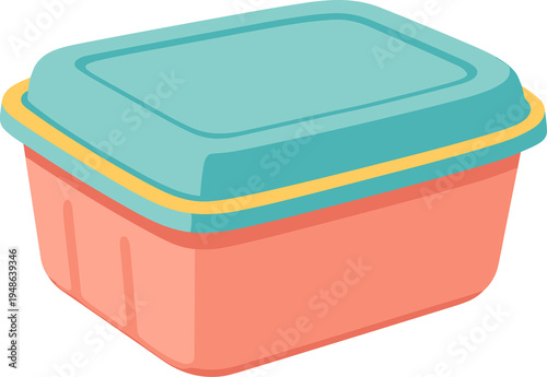 Plastic food container with closed lid flat vector