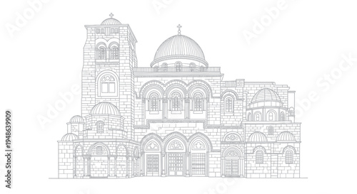 Orthodox Church Facade Sketch Outline