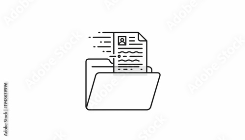 Fast Document Transfer: Folder with Speed Lines and Resume Icon