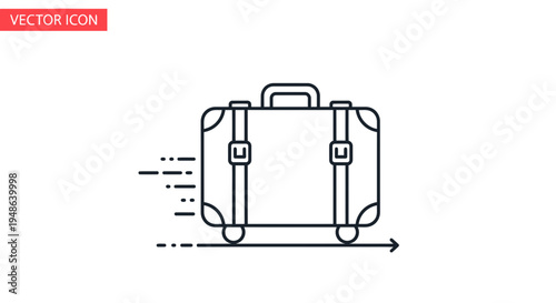 Fast Travel Luggage Icon: Suitcase Moving Quickly with Motion Lines