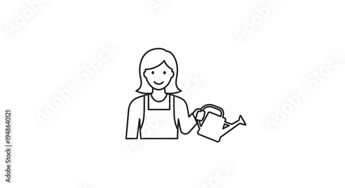 Gardening Woman with Watering Can Icon