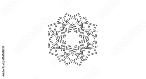 Geometric Islamic Star Pattern, Intricate Octagonal Design, Traditional Arabesque Motif