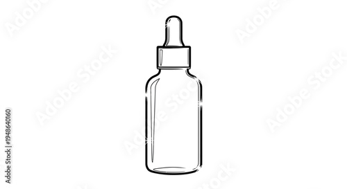 Glass Dropper Bottle Sketch Icon - Essential Oil, Serum, Perfume, Medicine Container
