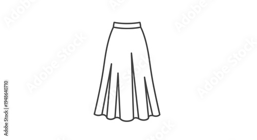 Fashion Illustration: Elegant Pleated Midi Skirt, Minimalist Line Art