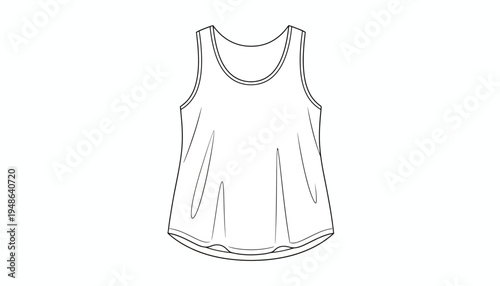 Fashion illustration of a women's sleeveless tank top, fashion design sketch