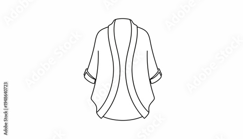 Fashion illustration of a women's open front cardigan, line art drawing