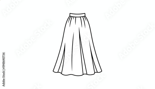 Fashion illustration: Pleated maxi skirt, elegant garment, clothing design, vector art